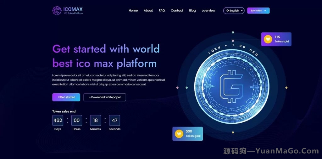 区块链虚拟币代币销售拍卖平台源码｜加密货币数字资产交易平台源码-源码狗