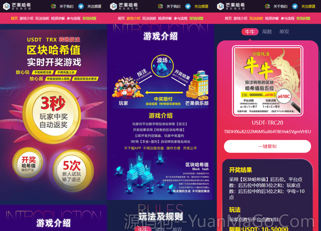 哈希值竞猜源码 | 纯合约返奖系统 | 幸运哈希源码-源码狗