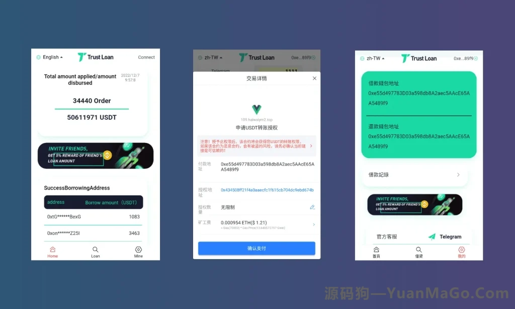 【多语言贷款秒U系统】usdt借贷授权+贷款盗U源码+二开版-源码狗