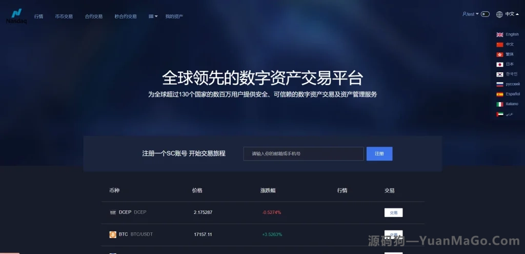 HUOBI多语言交易所源码｜合约交易+币币交易+挖矿理财+合约期权系统-源码狗