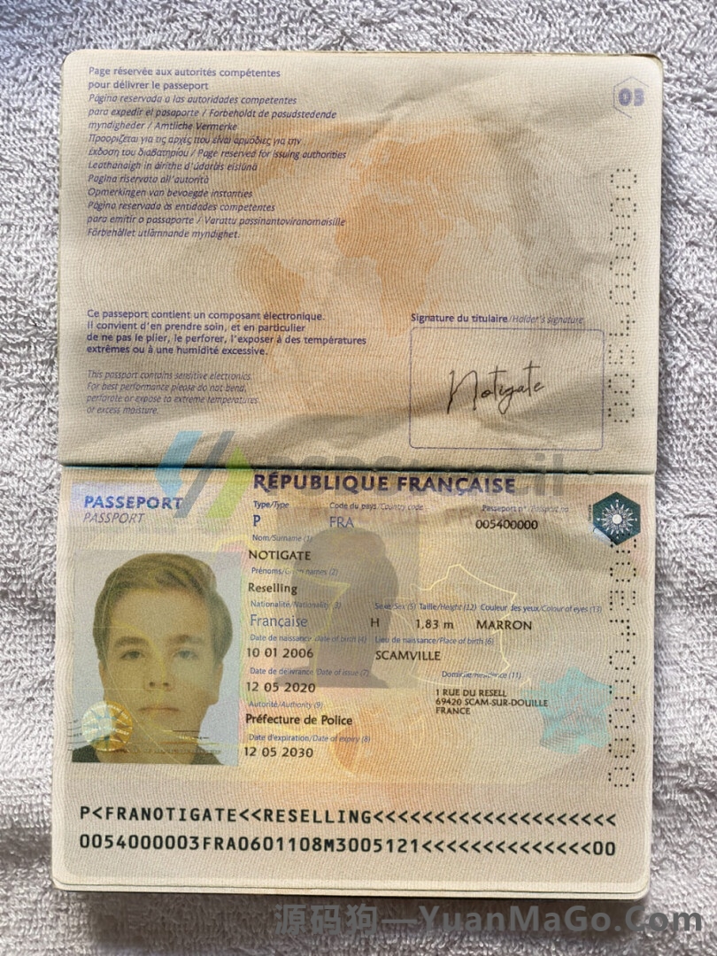 欧洲|France Passport法国护照PSD模版/photoshop模版/PS模板-源码狗