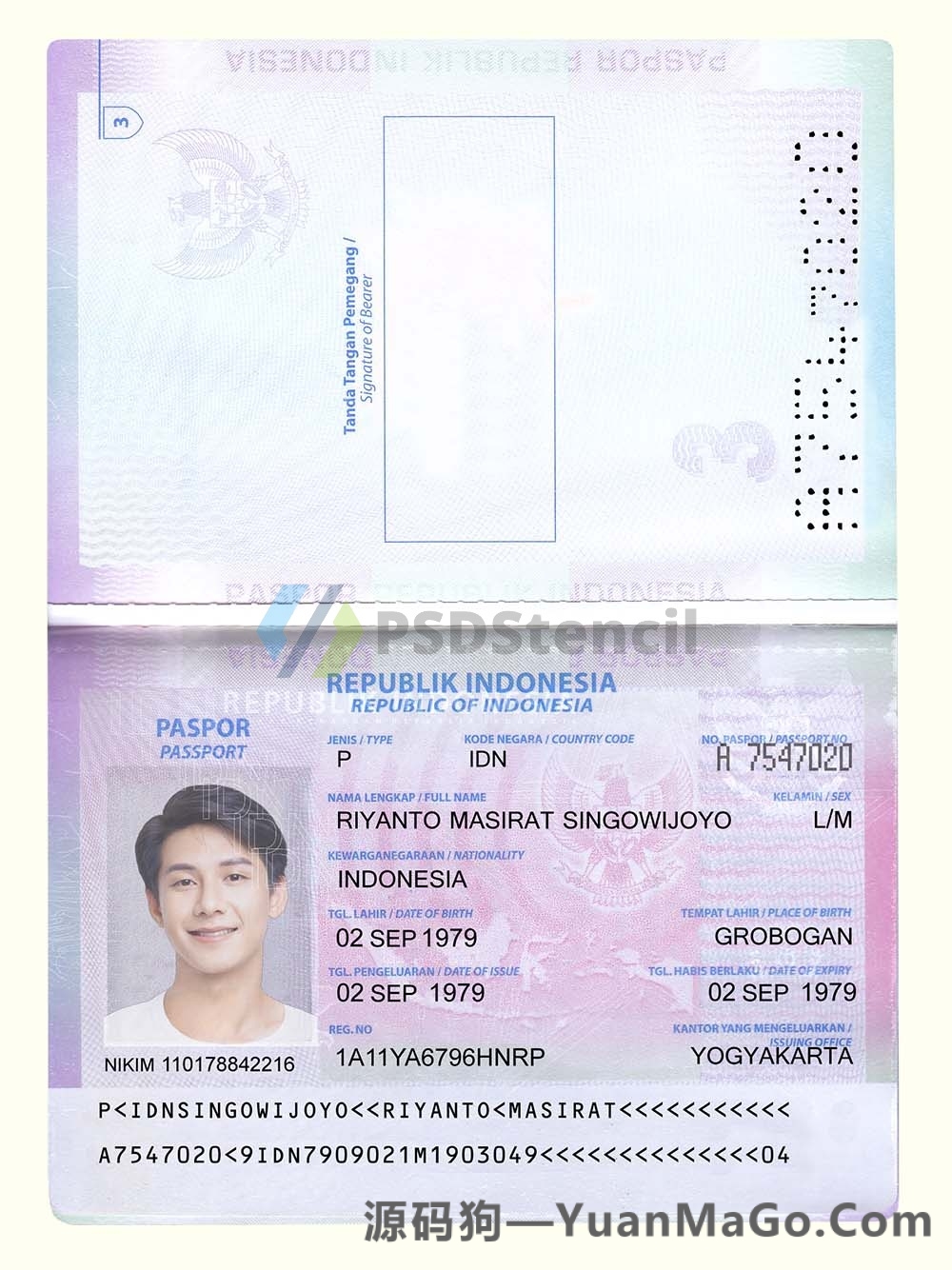 东南亚|Indonesia Passport印度尼西亚模版/印尼护照PS模版/Photoshop模版/PSD模板-源码狗