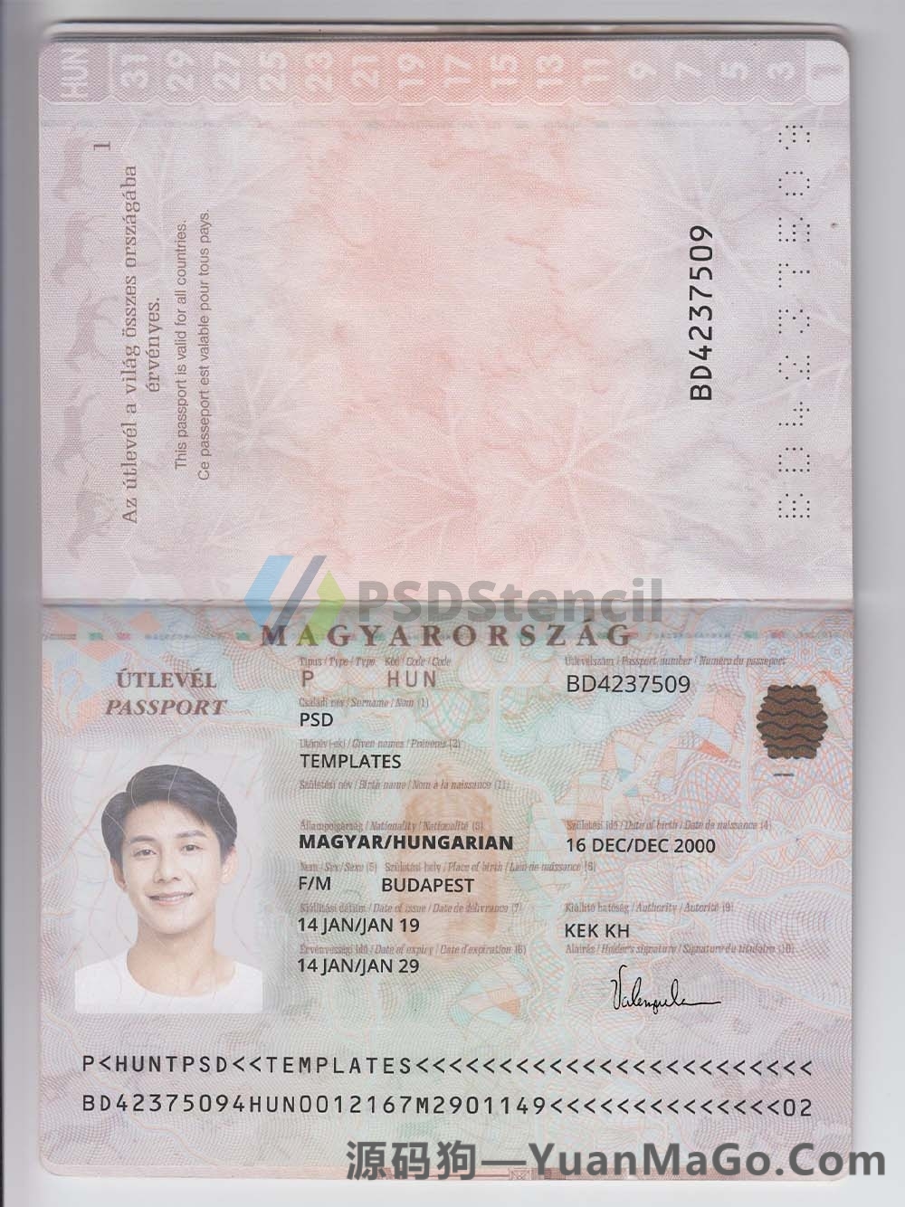 欧盟|Hungary Passport Template匈牙利护照PS模版/PSD模板-源码狗