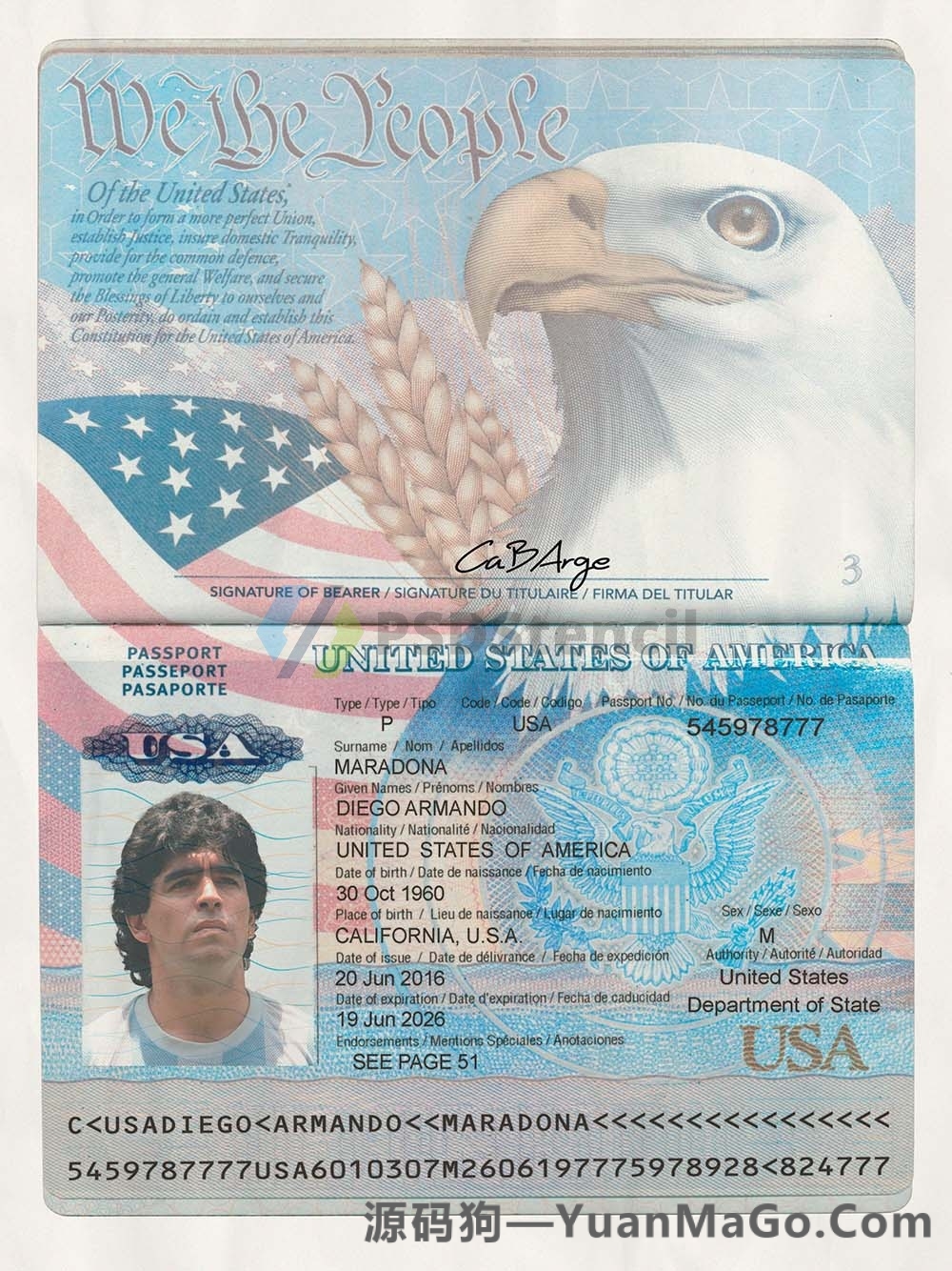 图片[2]-America|USA Passport Template美国护照PS模版/PSD模板（V1-2版）-源码狗