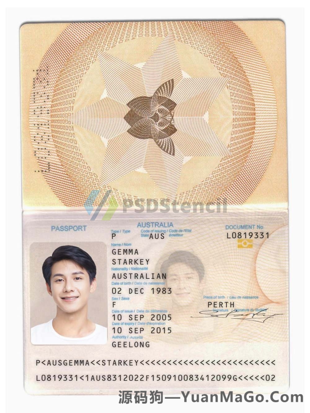 澳洲|Australia Passport澳大利亚护照PS模版/Photoshop模版/PSD模板(V1版)-源码狗