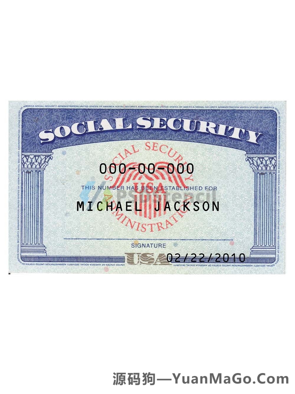 USA SSN 美国社会安全号码photoshop模版/PS模版/PSD模板-源码狗