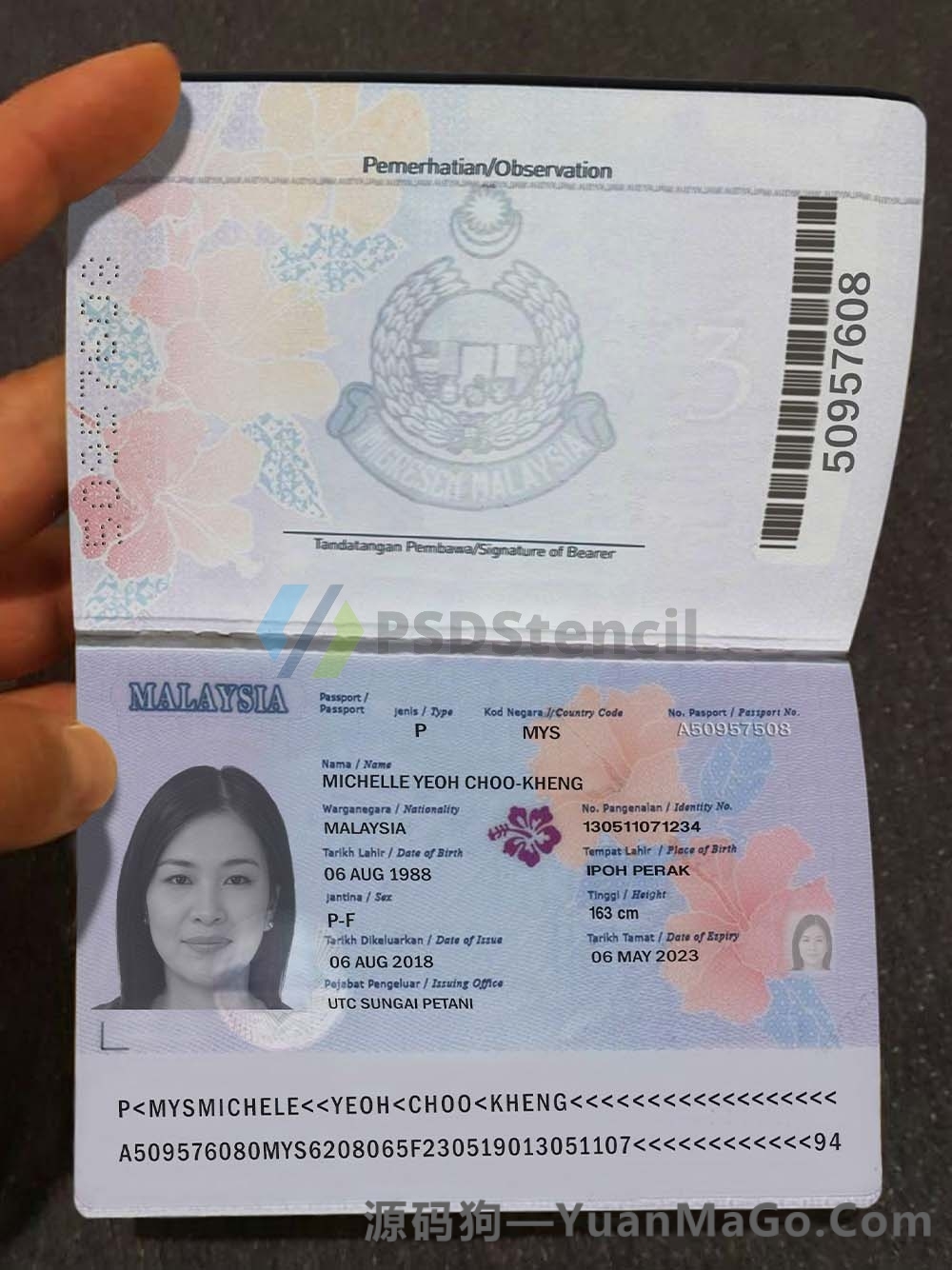 东南亚|Malaysia Passport马来西亚新版护照手持照PS模版/Photoshop模版/PSD模板-源码狗